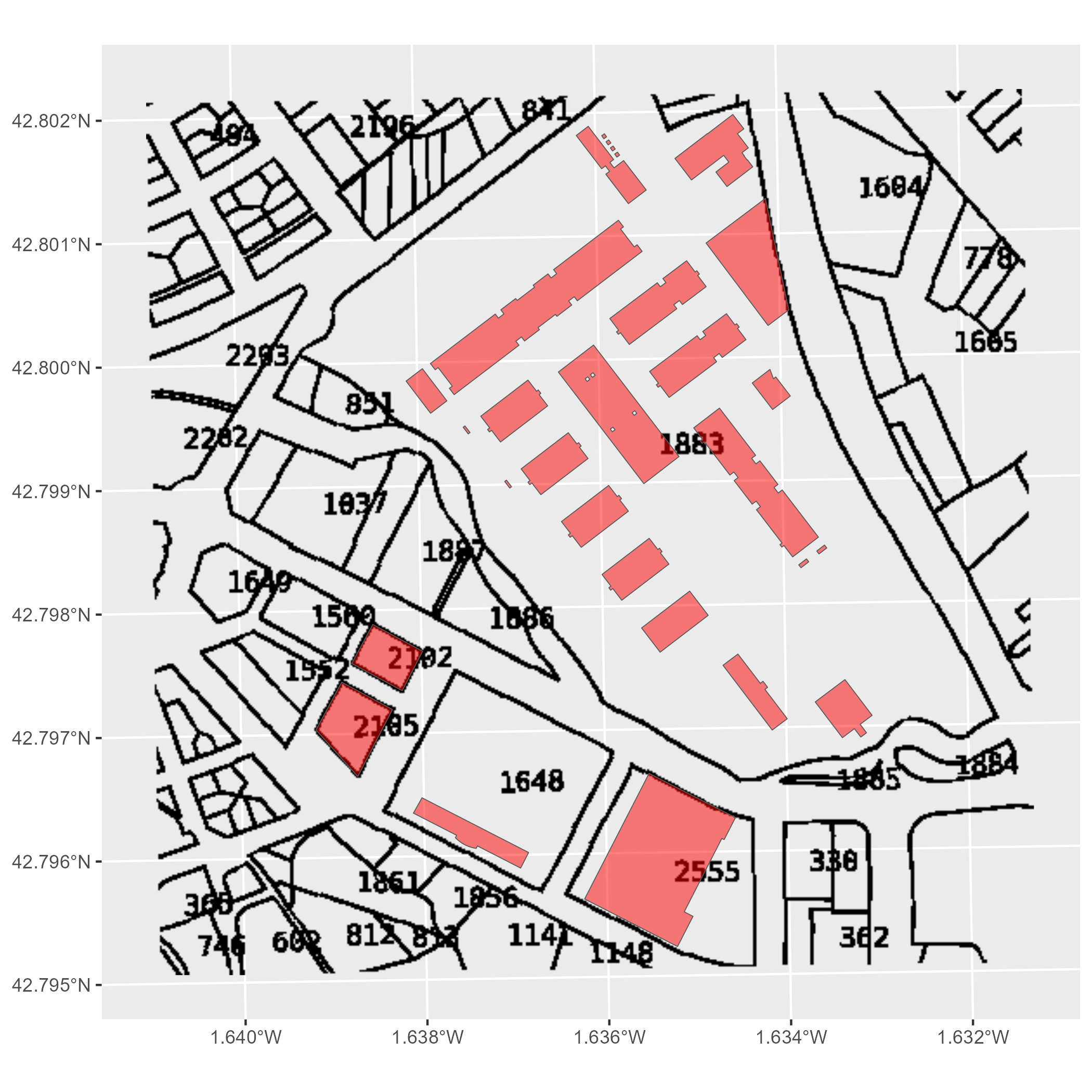Figure 1: Cadastral layers around El Sadar Stadium