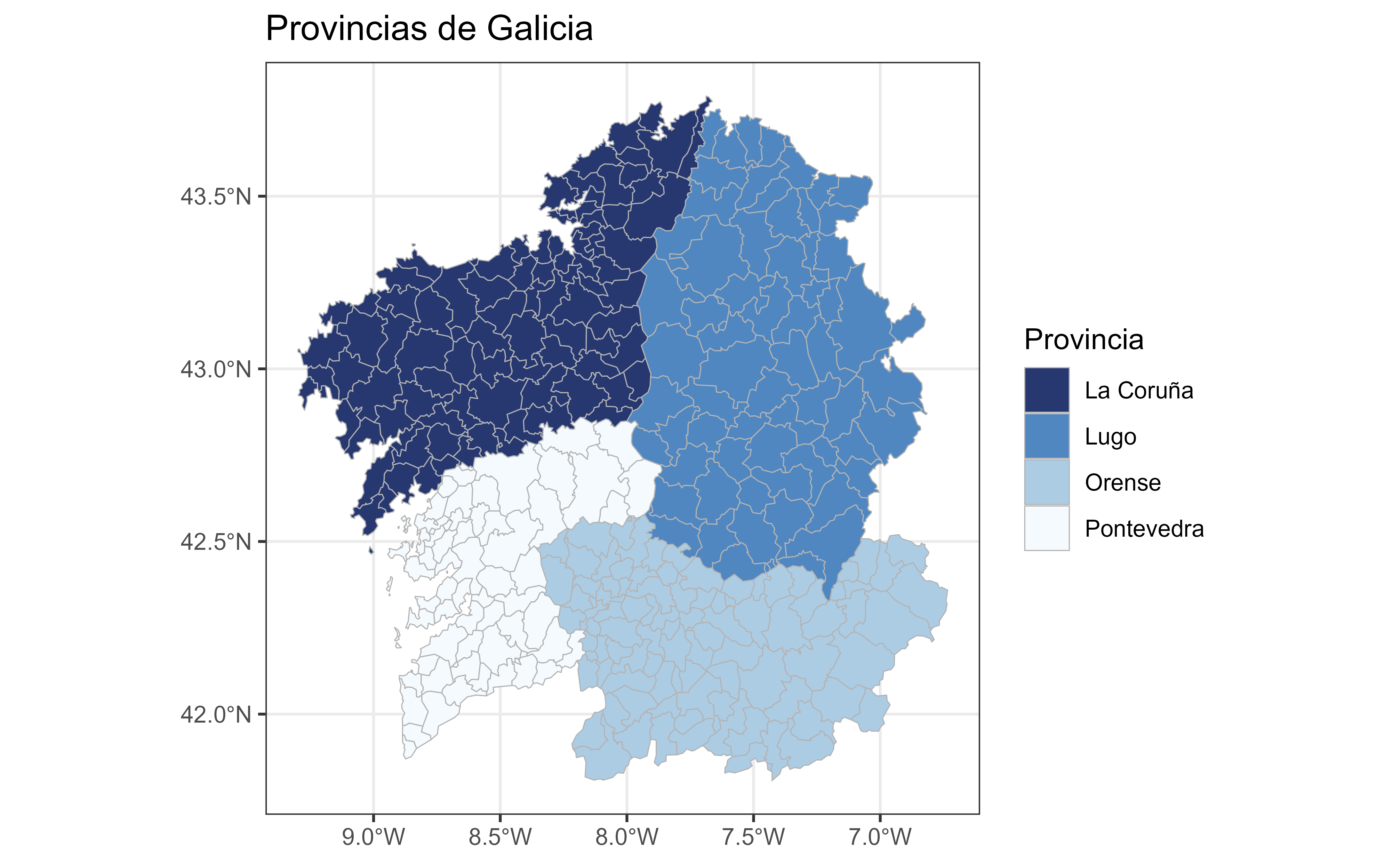 Mapa de los municipios de Galicia