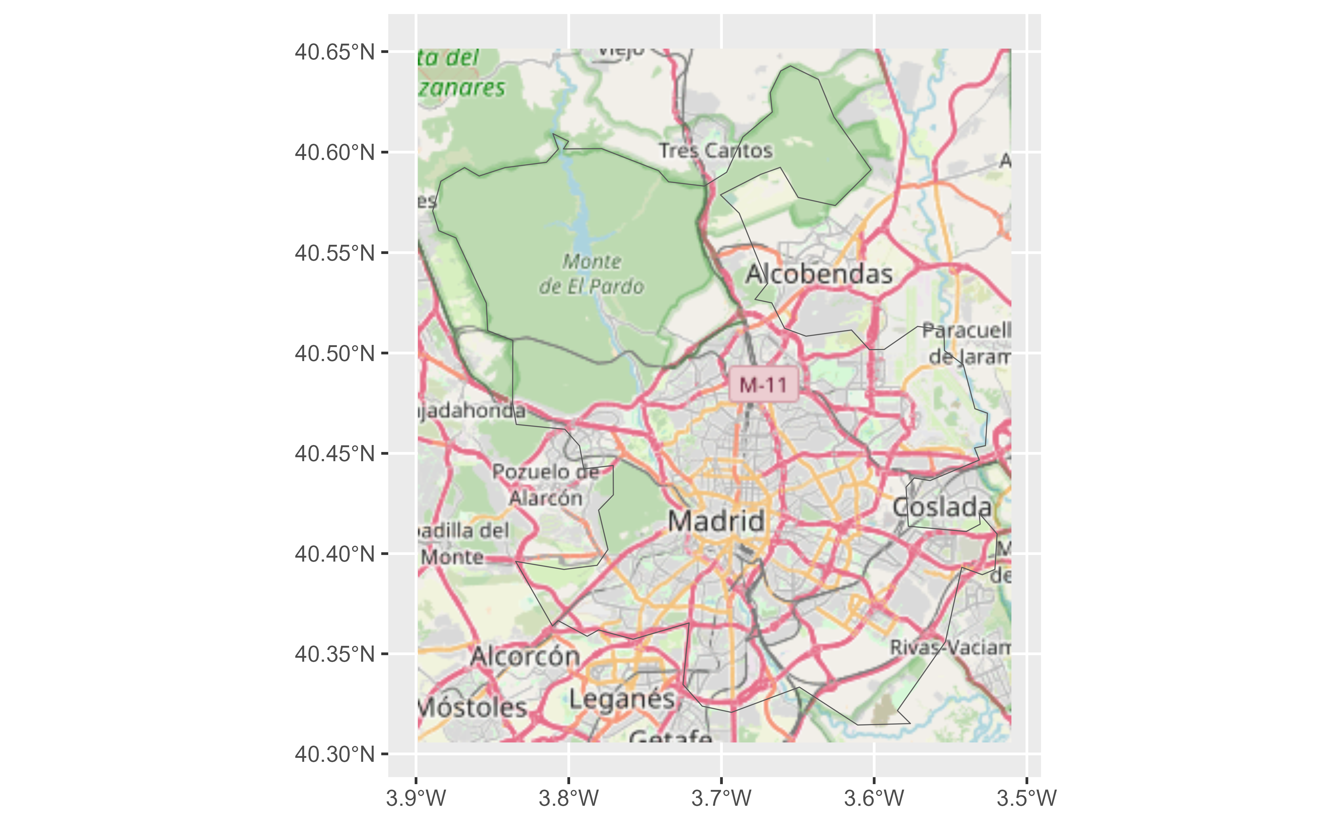 Example of base map using OpenStreetMap