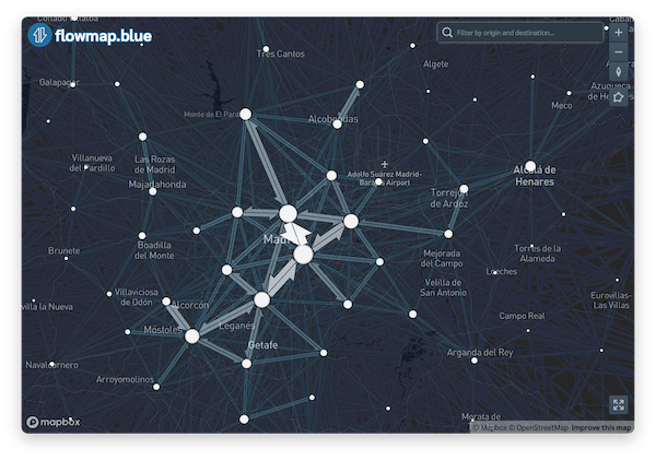 Screenshot demonstrating the standard interactive flowmap